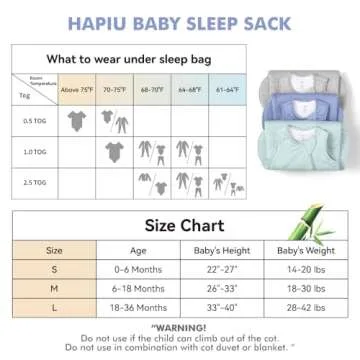 HAPIU Unisex Rayon Made from Bamboo Baby Sleep Sack TOG 1.0, 2-Way Zipper YKK, Wearable Blanket Baby, 6-18 Months,Tulipwood