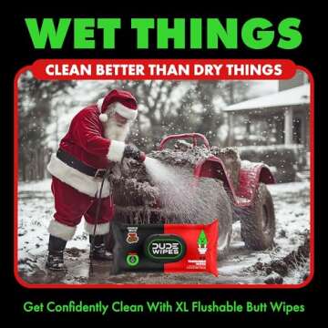 DUDE Wipes - Flushable Wipes for Adults - 6 Pack, 288 Wipes - Dingle Bells Extra Large Wet Wipes with Crisp Pine, Balsam, and Other Jolly Scents
