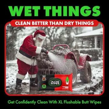 DUDE Wipes - Flushable Wipes for Adults - 6 Pack, 288 Wipes - Dingle Bells Extra Large Wet Wipes with Crisp Pine, Balsam, and Other Jolly Scents