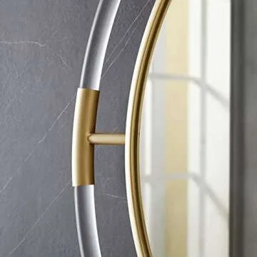 Contemporary Brushed Gold Round Acrylic Mirror