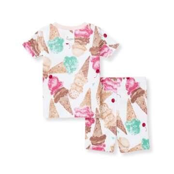 Burt's Bees Baby Baby Girls' Pajamas, Tee and Pant 2-Piece Pj Set, 100% Organic Cotton, Ice Cream Social