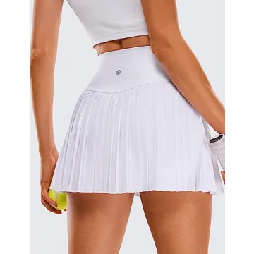 CRZ YOGA Women's Pleated Tennis Skirt with Pockets