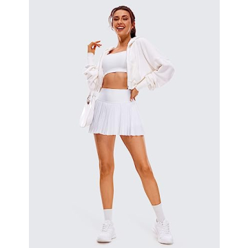 CRZ YOGA Women's Pleated Tennis Skirt with Pockets