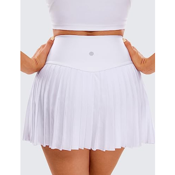 CRZ YOGA Women's Pleated Tennis Skirt with Pockets
