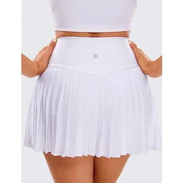 CRZ YOGA Women's Pleated Tennis Skirt with Pockets