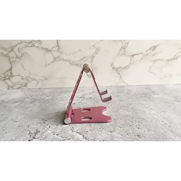 Pink Phone Stand - Ahdeau Foldable Aluminum Phone Dock, Portable Cell Phone Stand for Desk Universal Tablet Holder Fits All Smartphones, Cradle. Stocking Stuffer