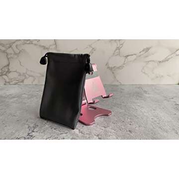 Pink Phone Stand - Ahdeau Foldable Aluminum Phone Dock, Portable Cell Phone Stand for Desk Universal Tablet Holder Fits All Smartphones, Cradle. Stocking Stuffer