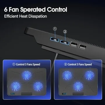 UltraCool 6-Fan Gaming Laptop Cooling Pad Adjustable Quiet