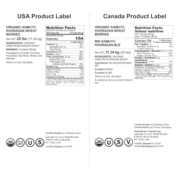 Organic Kamut Wheat Berries – Non-GMO Whole Grain 25 lbs