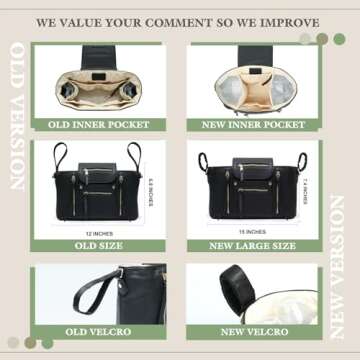 miss fong Stroller Organizer with Insulated Cup Holder Stroller Accessory Bag, Stroller Caddy Stroller Diaper Bag Stroller Storage with Adjustable Strap to Fit All Strollers (Black)