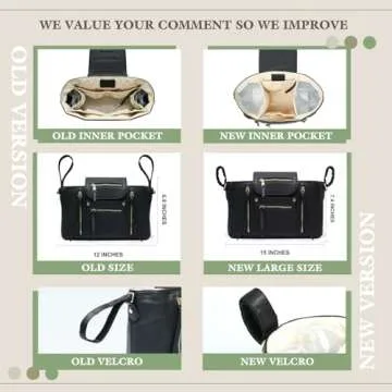 miss fong Stroller Organizer with Insulated Cup Holder Stroller Accessory Bag, Stroller Caddy Stroller Diaper Bag Stroller Storage with Adjustable Strap to Fit All Strollers (Black)