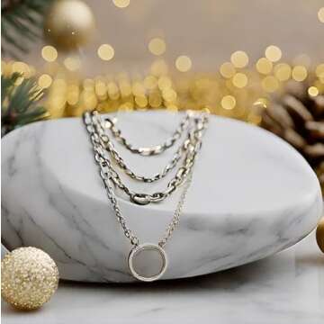 Stylish Nautica Women's Layered Necklace - Rhinestone Elegance