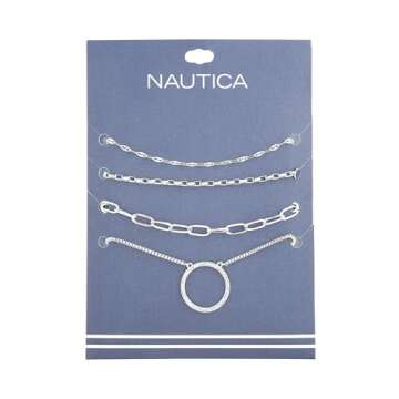 Stylish Nautica Women's Layered Necklace - Rhinestone Elegance