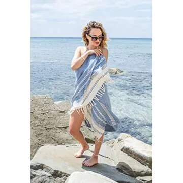 DEMMEX Oversized Turkish Bath and Beach Towel - 100% Organic Cotton, Lightweight Quick-Dry Peshtemal, Prewashed, Diamond Weave, Oeko-TEX Certified, 71x36 - Luxury Beach, Spa, Bathroom Use, Petrol