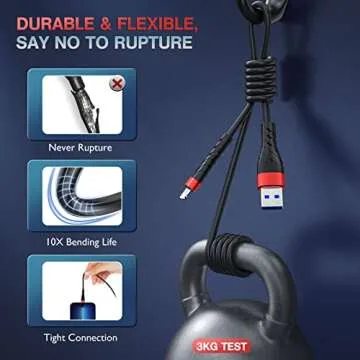 OIITH MFi Certified Apple iPhone Charger 3 Pack 10ft