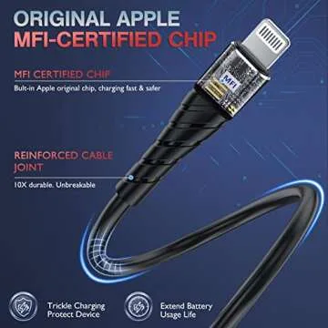 OIITH MFi Certified Apple iPhone Charger 3 Pack 10ft