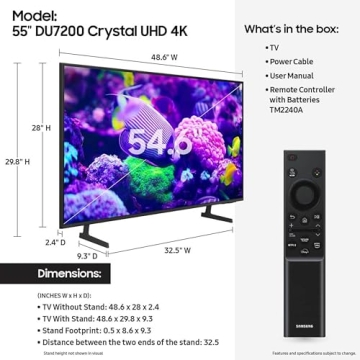 SAMSUNG 55-Inch 4K HDR Smart TV UN55DU7200