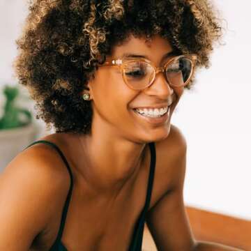 Champagne Large Horn Rimmed Cat Eye Reading Glasses for Women with Sturdy Frame - Spring Hinges Eyeglasses - Cateye Readers for Women - All Face Shape Fashion Glasses for Women - Cheaters Glasses 2.0+