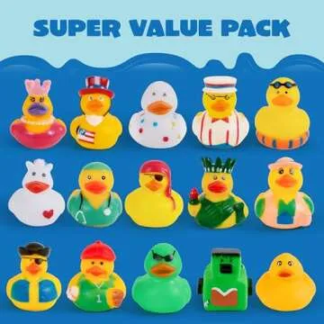 JOYIN 60 Pcs Rubber Ducks, Random Assortment Ducks Bulk with Mesh Carry Bag, Mini Rubber Duckies for Toddler Baby Bath Toys, Kids Bath Pool Toys Birthday Gifts Party Favors