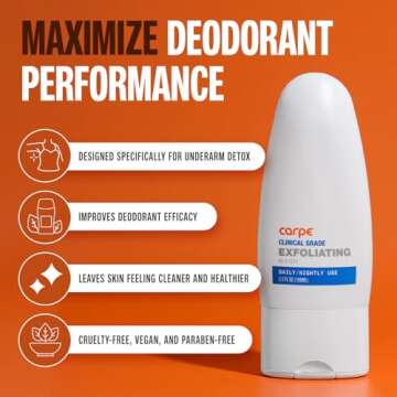 Carpe Exfoliating Underarm Scrub with Odor Protection to Improve Deodorant Performance - Energizing ...