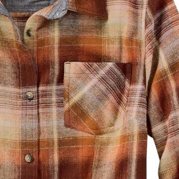 Legendary Whitetails Women's Cottage Escape Flannel Long Sleeve Plaid and Solid Color Clothes for Women, Fitted Button Down, Pumpkin Spice, Large