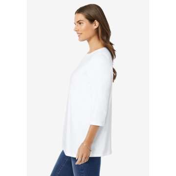 Plus Size Perfect Boatneck Tee - Stylish and Comfortable