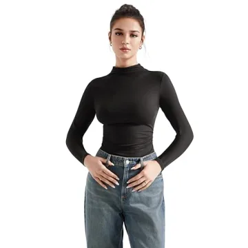 Stylish SUUKSESS Women’s Ribbed Long Sleeve Top in Black