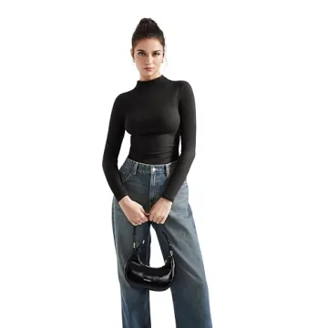 Stylish SUUKSESS Women’s Ribbed Long Sleeve Top in Black