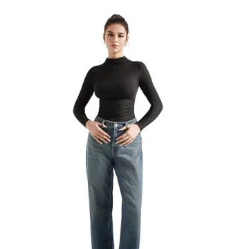 Stylish SUUKSESS Women’s Ribbed Long Sleeve Top in Black