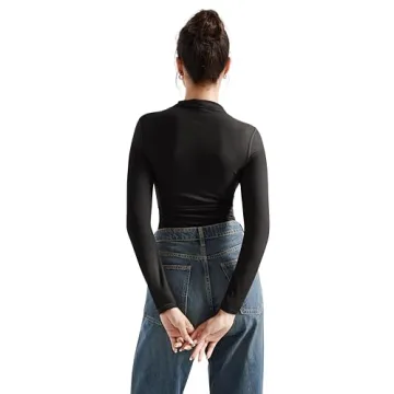Stylish SUUKSESS Women’s Ribbed Long Sleeve Top in Black