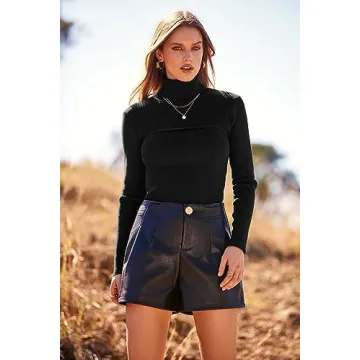 PRETTYGARDEN Women's Fall Fashion Turtleneck Pullover Sweaters Casual Long Sleeve Cable Knit Fitted Jumper Tops (Black,Medium)