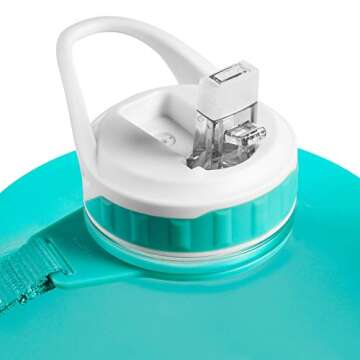 NatureWorks HydroMATE 64 oz Water Bottle with Time Markers BPA Free Reusable Leak Proof Jug with Straw and Handle 64 oz (Turquoise Purple)