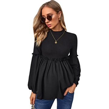 Stylish Black Maternity Peplum Top for Expecting Mothers