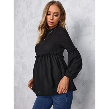 Stylish Black Maternity Peplum Top for Expecting Mothers