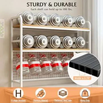 IOTXY 2-Tier Desktop Hutch Bookshelf - Metal Desk Shelf Bookcase with Grid Panel, Countertop Storage Organizer Rack for Dorm or Office, White, 45.3" W