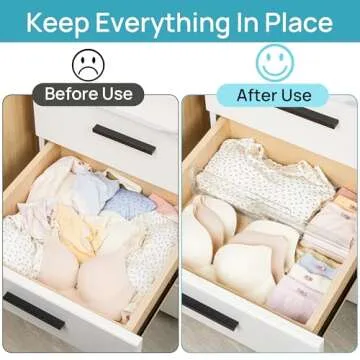 Vtopmart 12 Pack Drawer Dividers for Clothes, Adjustable 4" High Expandable from 10.6"-17" Dresser Drawer Organizer, Clear Plastic Separators for Dresser, Baby Clothing, Cosmetic and Office Storage