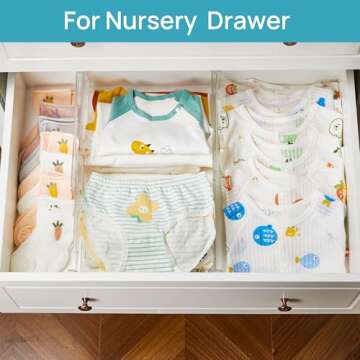 Vtopmart 12 Pack Drawer Dividers for Clothes, Adjustable 4" High Expandable from 10.6"-17" Dresser Drawer Organizer, Clear Plastic Separators for Dresser, Baby Clothing, Cosmetic and Office Storage
