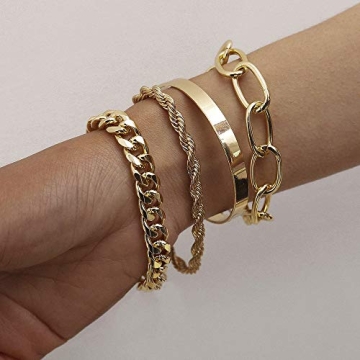 fxmimior Dainty Boho Silver Chain Bracelets Set Women