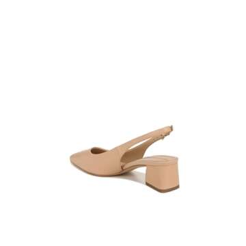 Franco Sarto Womens Racer Slingback Low Block Heel Pointed Toe Pump, Beige Leather, 8