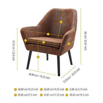 Teamson Home Divano Solid Wood Legs Mid Century Aged Fabric Armchair Accent Chair Seating for Office...