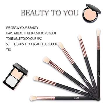 MSQ Eye Brush Set - Elegant Rose Gold 6pcs Makeup Brushes for Flawless Eyeshadow, Eyebrow, and Eyeli...