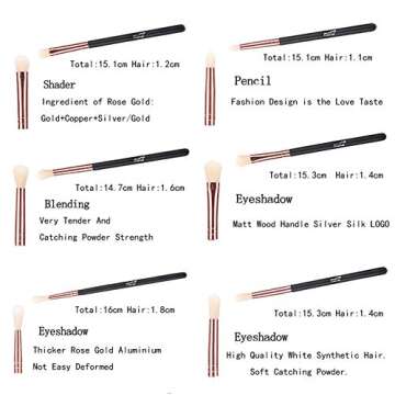 MSQ Eye Brush Set - Rose Gold 6pcs Makeup Brushes