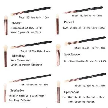MSQ Eye Brush Set - Rose Gold 6pcs Makeup Brushes