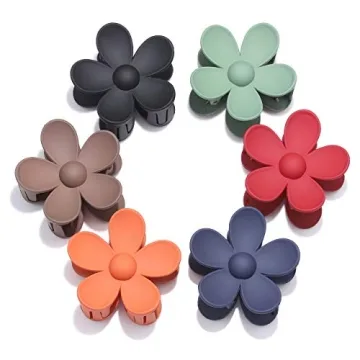 Big Hair Claw Clips Matte Flower Hair Clips Non Slip Cute Hair Catch Barrettes Jaw Clamps 6 Colors f...
