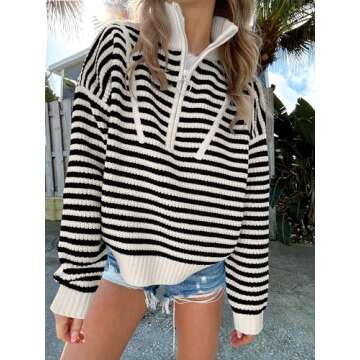 Shop ANRABESS Women's Striped Loose Knit Sweaters 2024