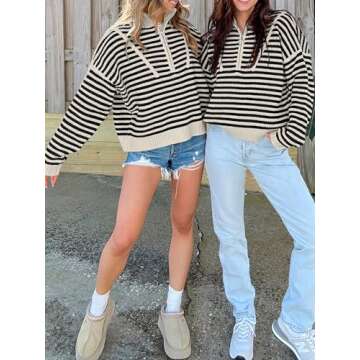 Shop ANRABESS Women's Striped Loose Knit Sweaters 2024