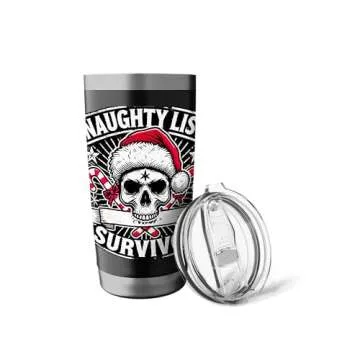 Naughty List Survivor Skull Stainless Steel Insulated Tumbler