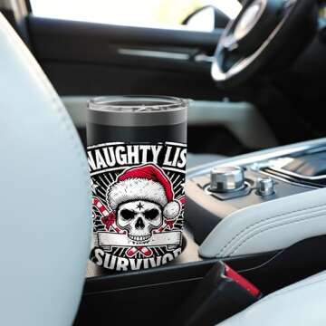 Naughty List Survivor Gothic Christmas Skull Stainless Steel Insulated Tumbler