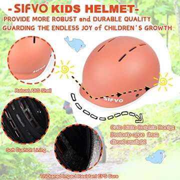 Kids Helmet, SIFVO Kids Bike Helmet Skateboard Helmet Scooter Helmet All-Round Protection Boys Girls...