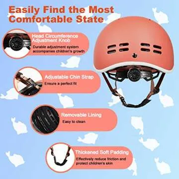 Kids Helmet, SIFVO Kids Bike Helmet Skateboard Helmet Scooter Helmet All-Round Protection Boys Girls Bike Helmet Adjustable & Durable 51-55cm